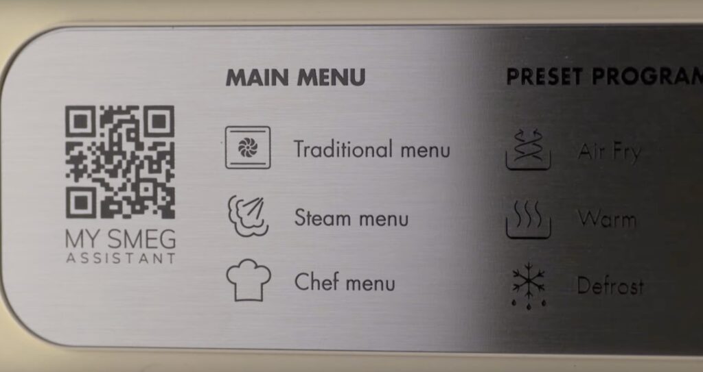 Menu on SMEG Combi Oven